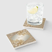 モダン金ゴールド華美フローラストーンコースター ストーンコースター (横)