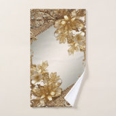 モダン金ゴールド華美フローラタオルセット バスタオルセット (ハンドタオル)