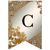 モダン金ゴールド華美フローラバンティング国旗 バンティングフラッグ (第1の旗)