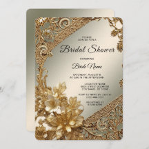 モダン金ゴールド華美フローラブライダルシャワー
