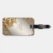 モダン金ゴールド華美フローララゲージタグ ラゲッジタグ (裏面横)