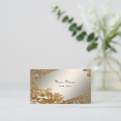 モダン金ゴールド華美フローラ名刺 名刺 (スタンド正面)