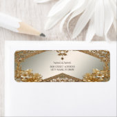モダン金ゴールド華美フローラ差出人住所ラベル ラベル (インサイチュ)