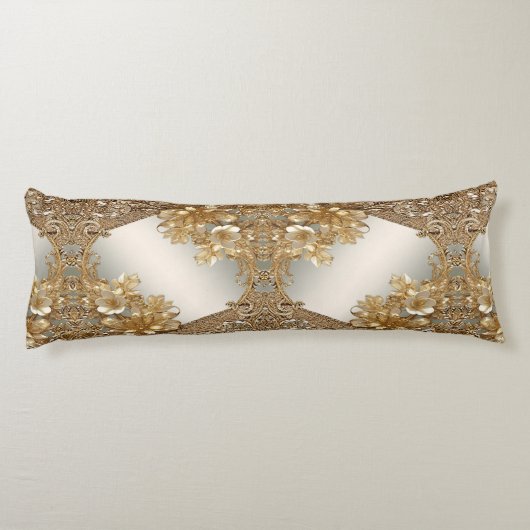 モダン金ゴールド華美フローラ抱き枕 ボディピロー (裏面)
