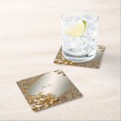 モダン金ゴールド華美フローラ紙コースター スクエアペーパーコースター (インサイチュ)