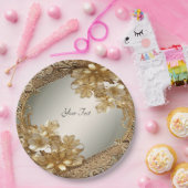 モダン金ゴールド華美フローラ紙プレート ペーパープレート (パーティー)