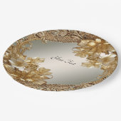 モダン金ゴールド華美フローラ紙プレート ペーパープレート (アングル)