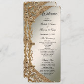 モダン金ゴールド華美フローラ結婚式 プログラム (正面/裏面)
