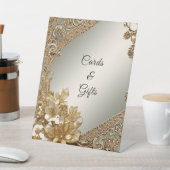 モダン金ゴールド華美フローラ表シンボルや象徴 台座サイン (インサイチュ)