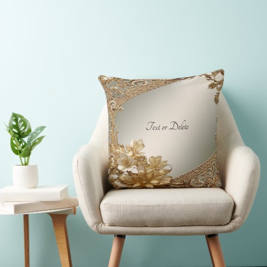 モダン金ゴールド華美フローラ装飾用クッション クッション (椅子)