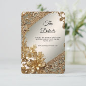 モダン金ゴールド華美フローラ詳細カード エンクロージャーカード (スタンド正面)