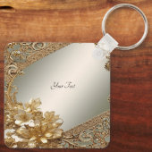モダン金ゴールド華美フローラ キーホルダー (裏面)