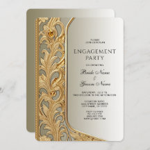 モダン金ゴールド華美婚約招待状
