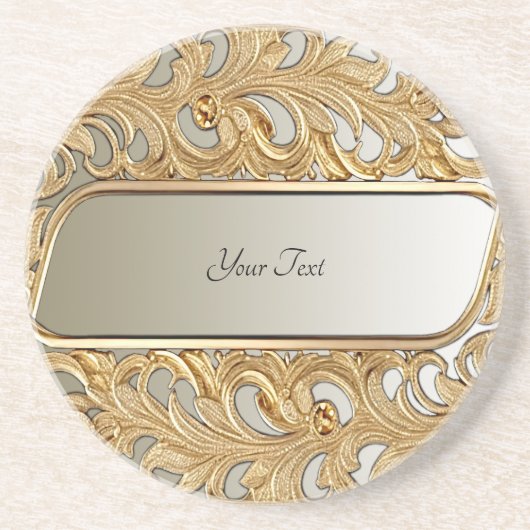 モダン金ゴールド華美砂岩コースター コースター (正面)