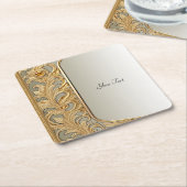 モダン金ゴールド華美紙コースター スクエアペーパーコースター (アングル)