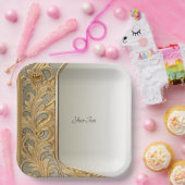 モダン金ゴールド華美紙プレート ペーパープレート (パーティー)