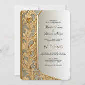モダン金ゴールド華美結婚式招待状 招待状 (正面)