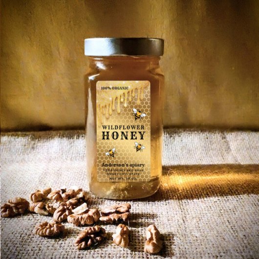 モダン金ゴールド蜂蜜の瓶ラベルを乾かす ラベル