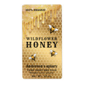 モダン金ゴールド蜂蜜の瓶ラベルを乾かす ラベル (正面)