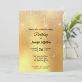 モダン金ゴールド誕生日 招待状 (スタンド正面)