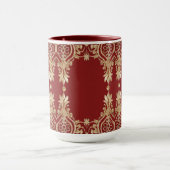 モダン金ゴールド赤フローラマグカップ マグカップ (中央)