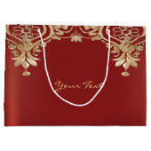モダン金ゴールド赤フローラ抱き枕 ラージペーパーバッグ (裏面)