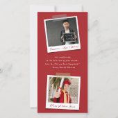 モダン金ゴールド赤対角ストライプ写真卒業 案内状 (裏面)