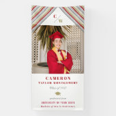 モダン金ゴールド赤対角ストライプ写真卒業 横断幕 (縦)