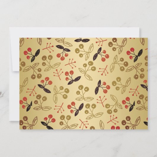 モダン金ゴールド赤植物のクリスマスファミリー写真 シーズンカード (裏面)