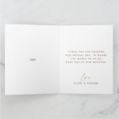 モダン金ゴールド赤面グリッター結婚写真 サンキューカード (内部)