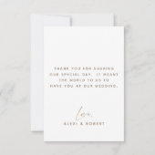 モダン金ゴールド赤面グリッター結婚写真 サンキューカード (裏面)