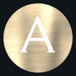 モダン金ゴールド金ガーリー属モノグラム ラウンドシール<br><div class="desc">モダン金ゴールドガーリーフェイク金属ステンレス鋼箔ステッエレガントク。このステッカーはカスタマイズ、あなたのイニシャルとギフトパッケージの名を含むことができる。</div>