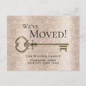 モダン金ゴールド鍵の新しいアドレス移動のお知らせ 案内ポストカード (正面)