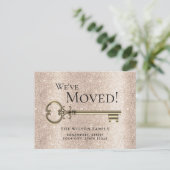 モダン金ゴールド鍵の新しいアドレス移動のお知らせ 案内ポストカード (スタンド正面)