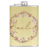 モダン金ゴールド高級フローラ水色勾配 フラスク (正面)