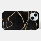 モダン金ゴールド黒フェイクグリッターパーソナライズされた名 Case-Mate iPhoneケース (裏面 (横))