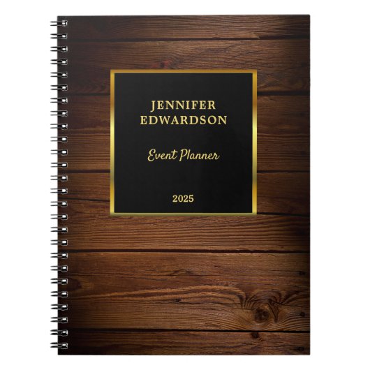 モダン金ゴールド黒木プロフェッショナル業 ノートブック (正面)