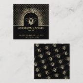 モダン金ゴールド黒蜂蜜の養蜂家 スクエア名刺 (正面/裏面)