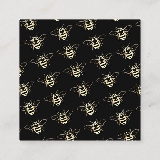 モダン金ゴールド黒蜂蜜の養蜂家 スクエア名刺 (裏面)