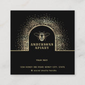 モダン金ゴールド黒蜂蜜の養蜂家 スクエア名刺 (正面)