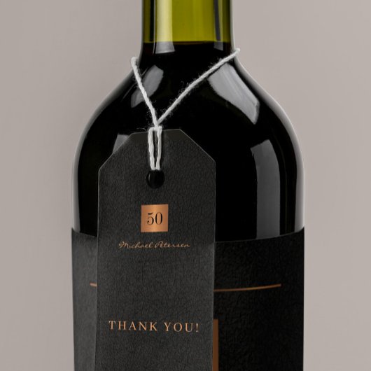 モダン金ゴールド黒50歳のバースデ感謝していィー ギフトタグ