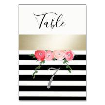 モダン金ゴールド黒/白ストライプバラ結婚の