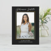 モダン金ゴールド3写真書道卒業パーティー 招待状 (スタンド正面)