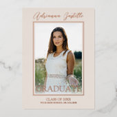 モダン金ゴールド3写真書道卒業パーティー 箔招待状 (正面)