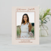 モダン金ゴールド3写真書道卒業パーティー 箔招待状 (立ち正面)