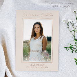 モダン金ゴールド3写真書道卒業パーティー 箔招待状