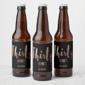 モダン金ゴールド30歳の誕生日パーティー ビールラベル (ボトル)