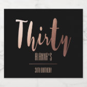 モダン金ゴールド30歳の誕生日パーティー ビールラベル (シングルラベル)