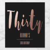 モダン金ゴールド30歳の誕生日パーティー ワインラベル (シングルラベル)