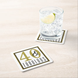 モダン金ゴールド40歳と素晴らしい40歳の誕生日パーティー スクエアペーパーコースター